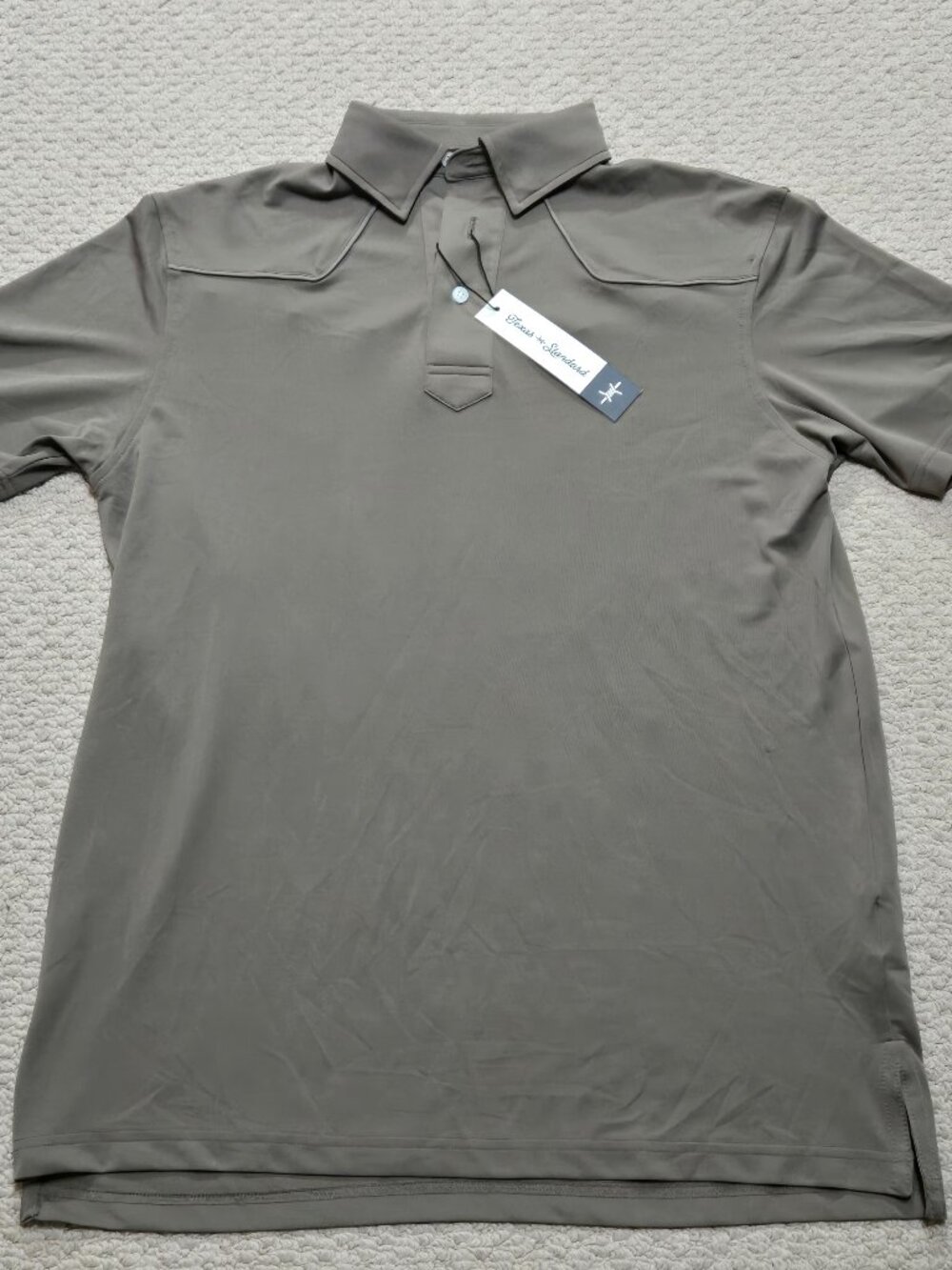 Brand New Texas Standard Lariat Western Polo Men's Medium Pecan Brown Shirt